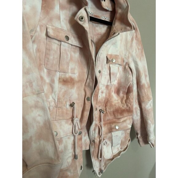 Eden Society Women XL Blush Pink Tie Dye Full Zip Cargo Military Jacket Cotton - Picture 5 of 11